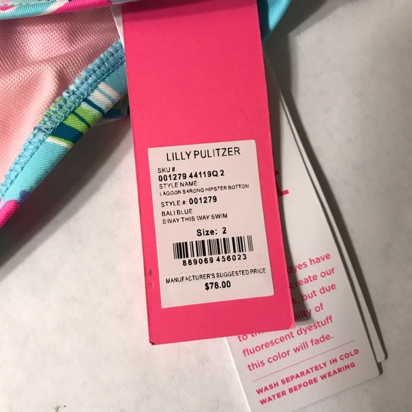 Lilly Pulitzer Lagoon Sarong Hipster Bottom Blue Size 2 - Picture 7 of 7